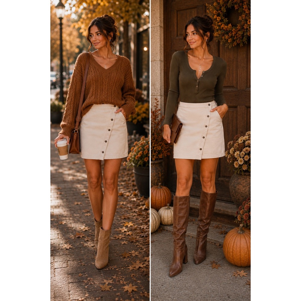 Hudson Skirt Asymmetrical Button Front Denim Wrap Cream Mini 33